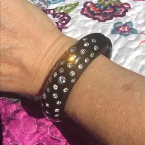 Kenneth Jay Lane vintage black rhinestone lucite bracelet